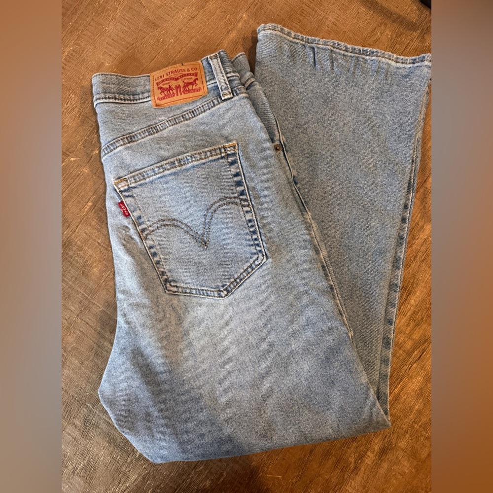Levi's High Waisted Crop Flare Jeans in Light Blue